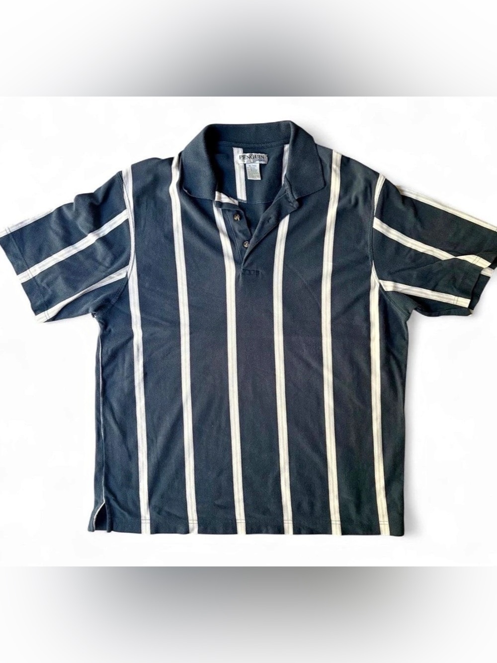 Penguin Sport Men's Striped Polo Shirt Blue & White Size XL